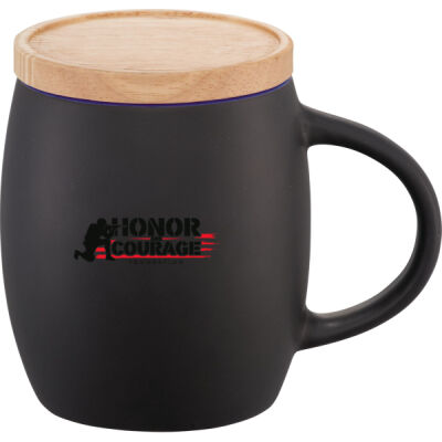HC - Hearth Ceramic Mug with FSC 100% Wood Lid/Coaster 15oz Thumbnail
